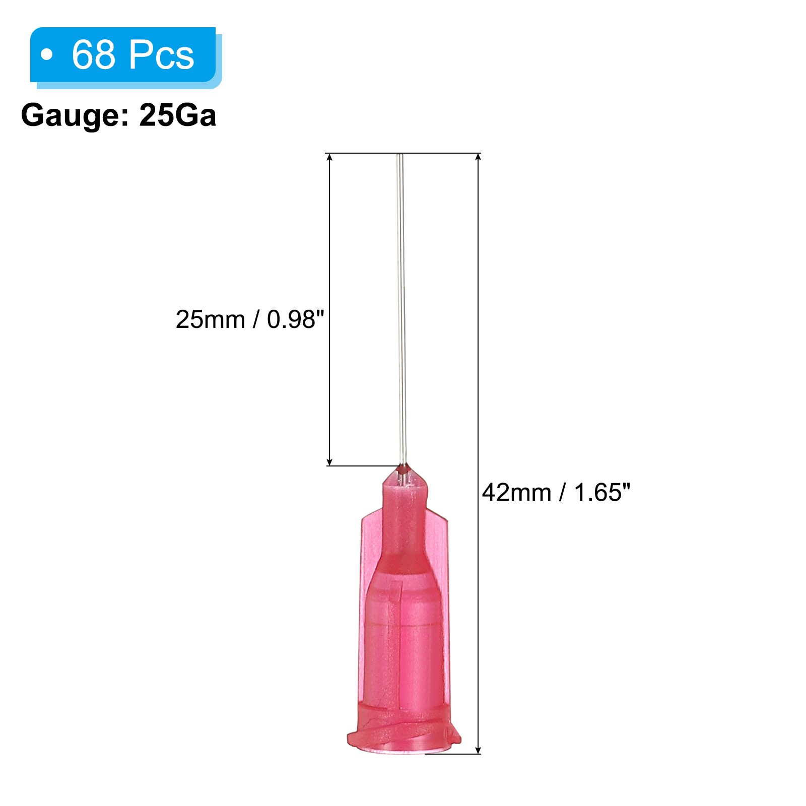 25Ga Dispensing Needles, 68PCS 1inch Blunt Tip Dispensing Needle, Red