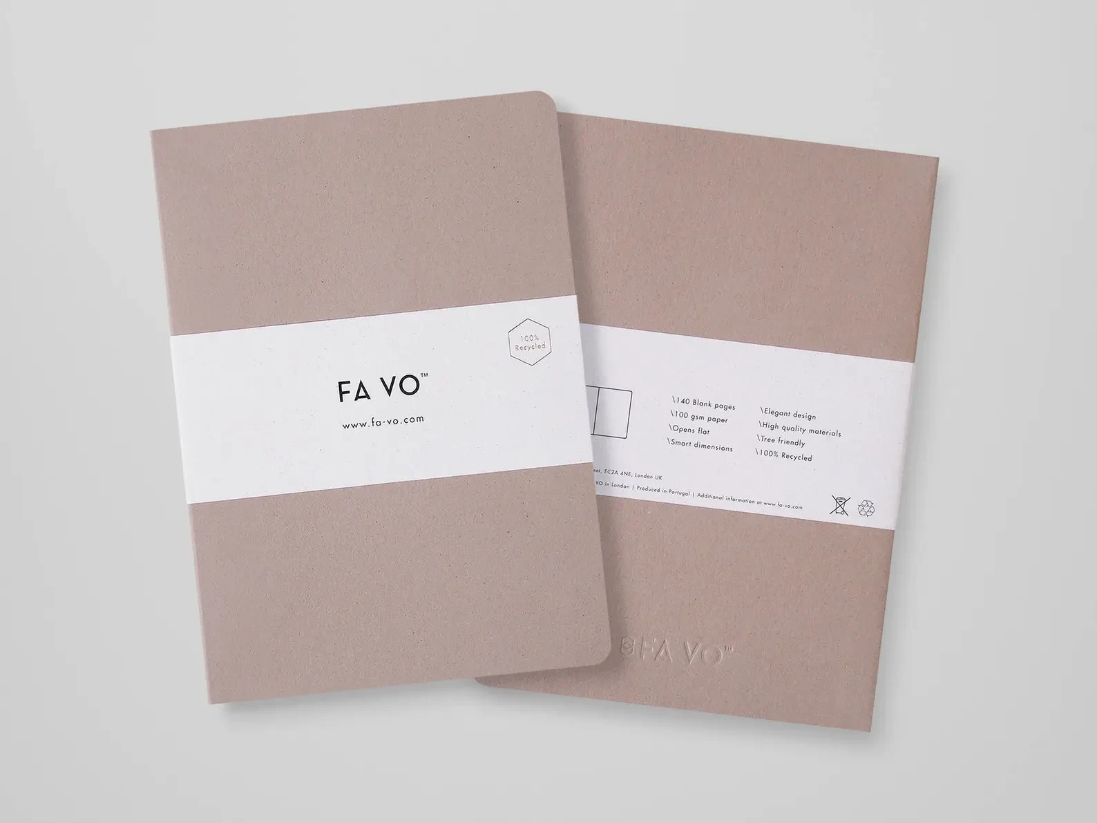 Fa Vo DOTTED Pink 100% Recycled Paper Notebook 140 pages 90 gsm paper