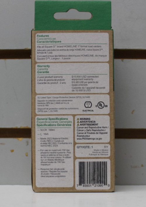 Square D HOM2175SB Surgebreaker 2-Pole 120/240V 25kA Surge Protector