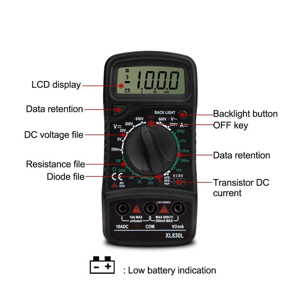 ANENG XL830L Digital Multimeter Volt AM Esr Meter Testers Automotive Electrical