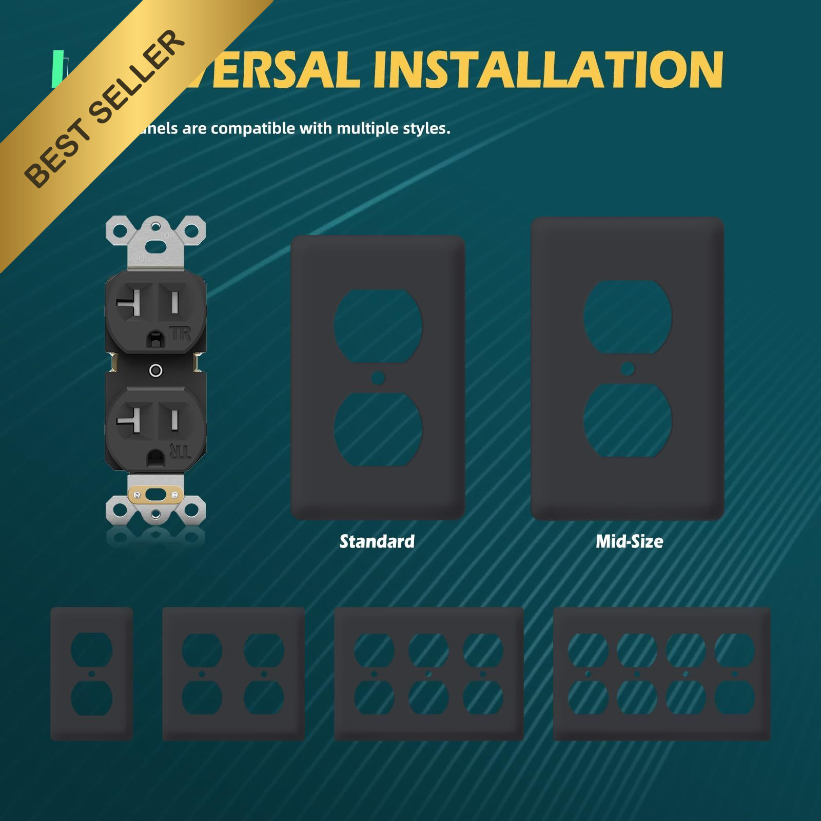Black 20Amp Duplex Receptacle Outlet Tamper-Resistant Electrical Socket 10 Pack