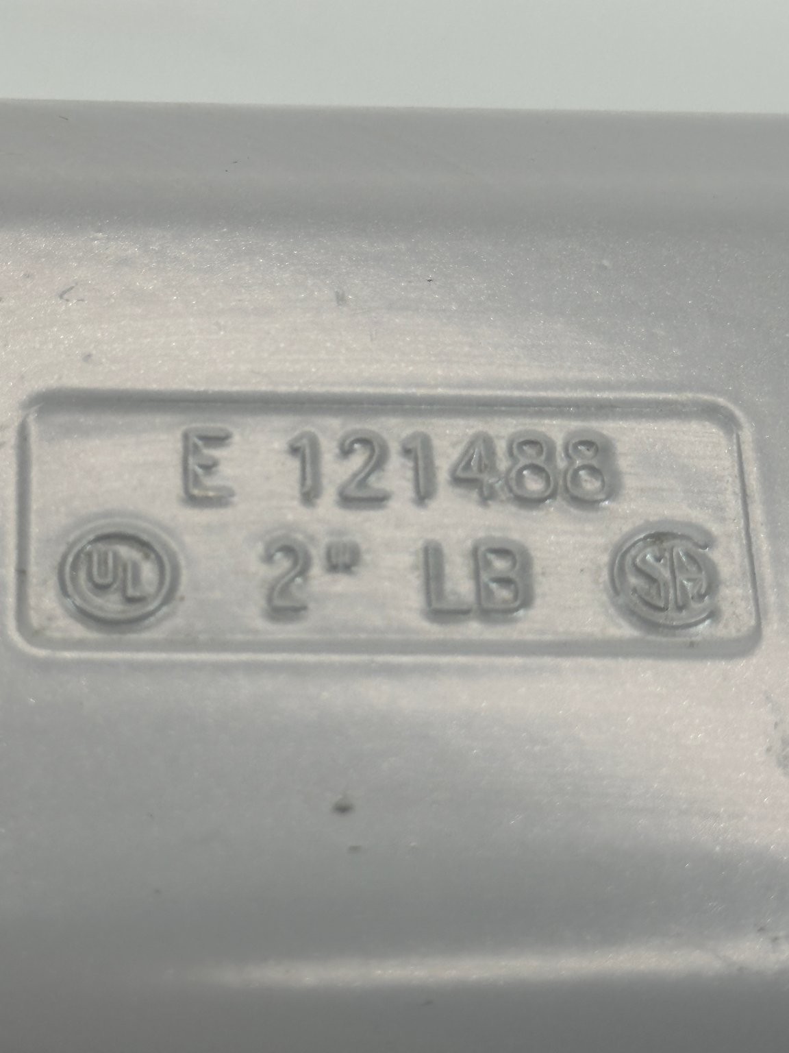 2″ LB Conduit Body Fitting PVC Plastic 71.2 CU. IN