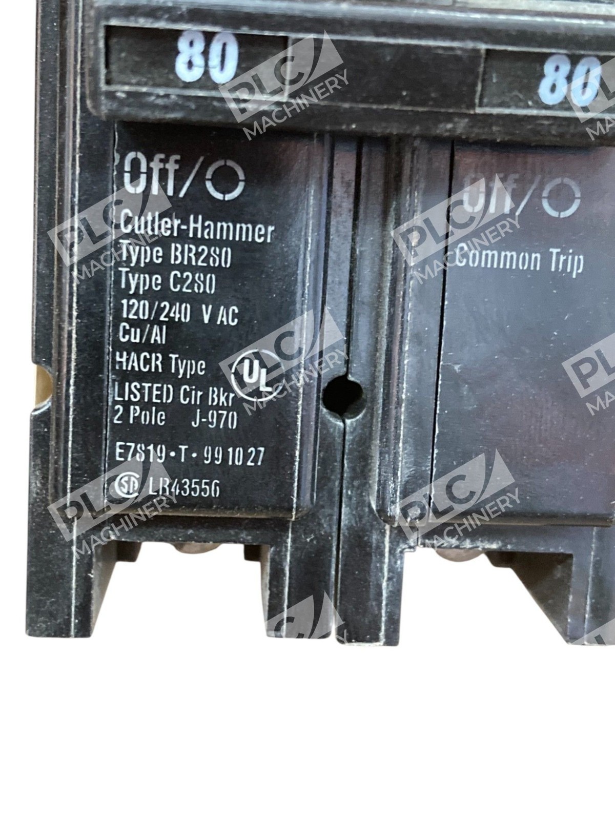 Cutler Hammer C280 HACR 2 Pole 80A Circuit Breaker BR280
