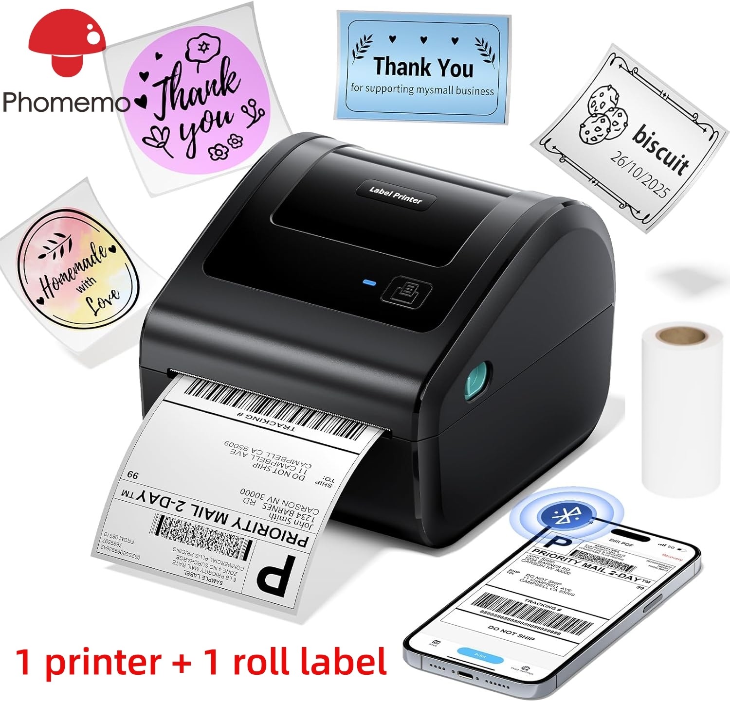 Phomemo Bluetooth Shipping Label Printer 4×6 Thermal Label Printer for USPS