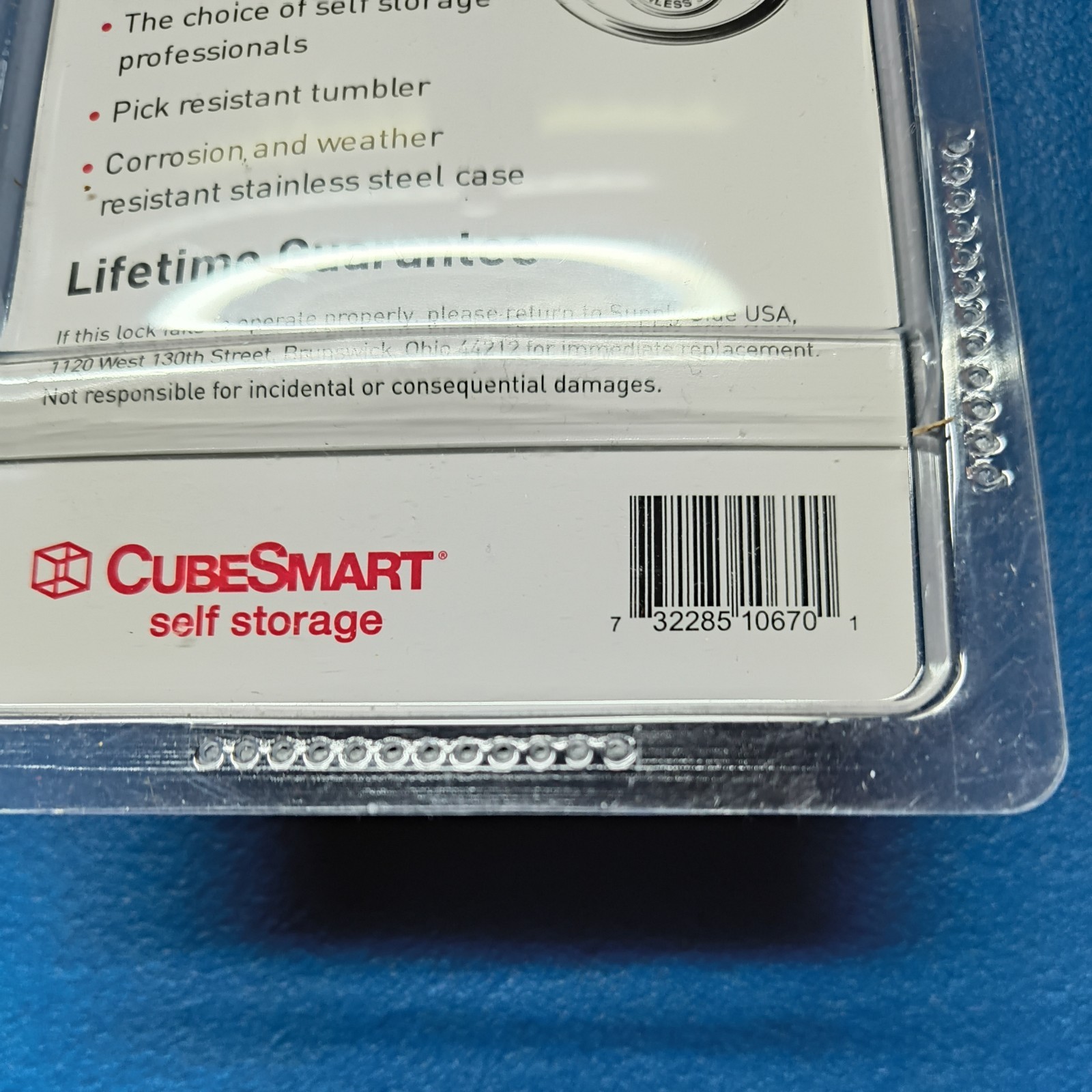 CubeSmart 2¾» Stainless Steel Disc Padlock New Key Lock Storage Locker U Haul