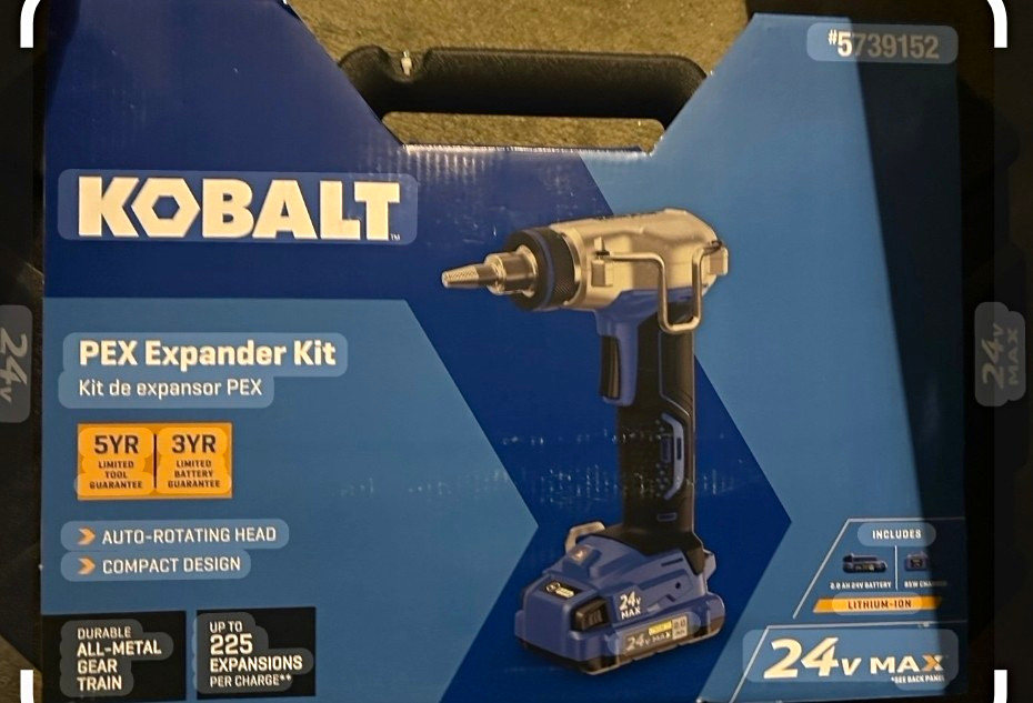 Kobalt 24V Max Cordless PEX Expander Kit PEX Expander Tool, Model 5739152