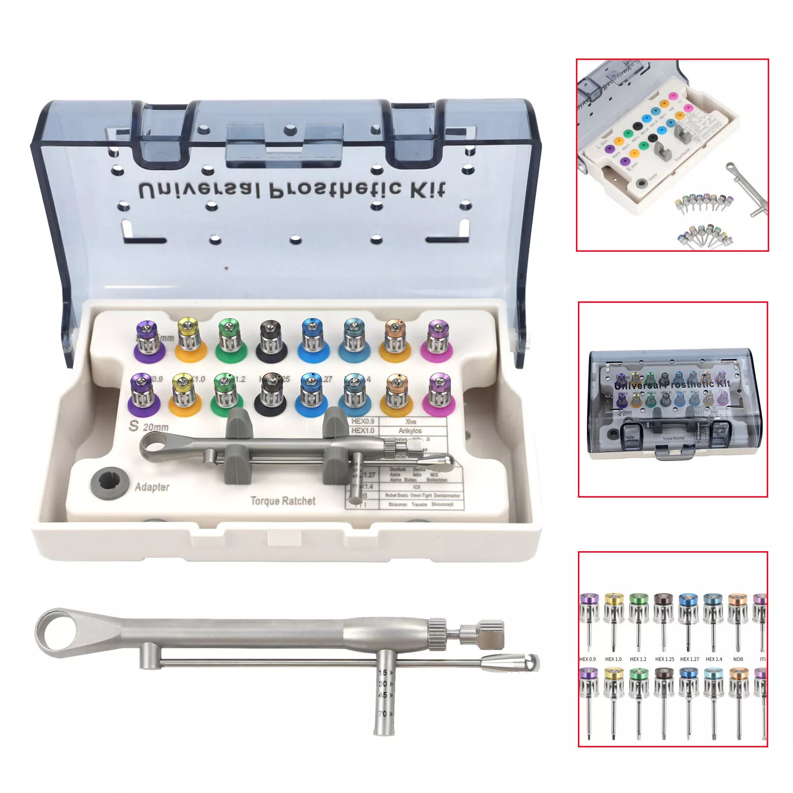 Dental Universal Implant Kit Driver Abutment Hand Hex Screw driver Long+Short