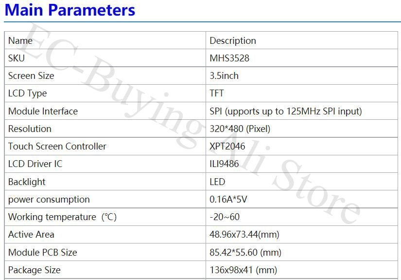 3.5 Inch MHS For Raspberry Pi TFT LCD Touch Screen Display Module 320×480