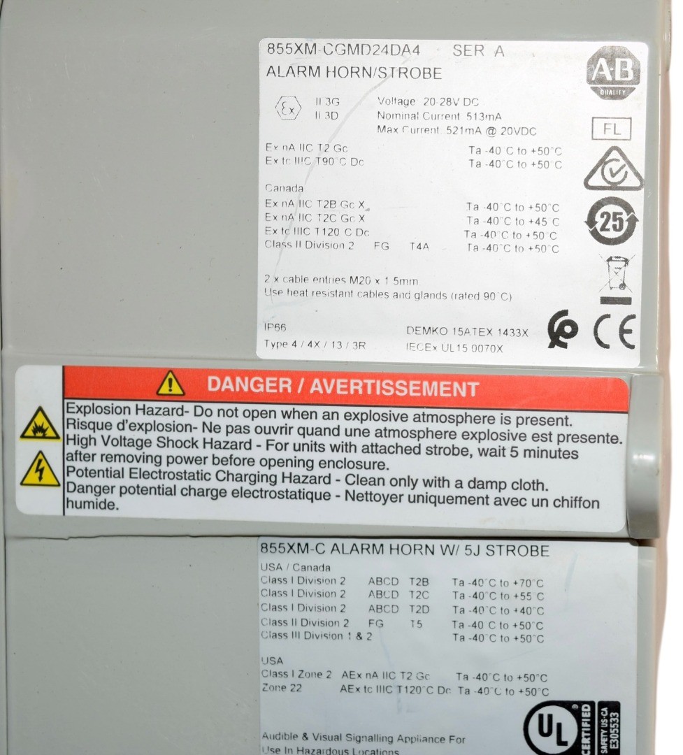 NEW Allen Bradley 855XM-CGMD24DA4 Industrial Horn Red Xenon Strobe Beacon 24V