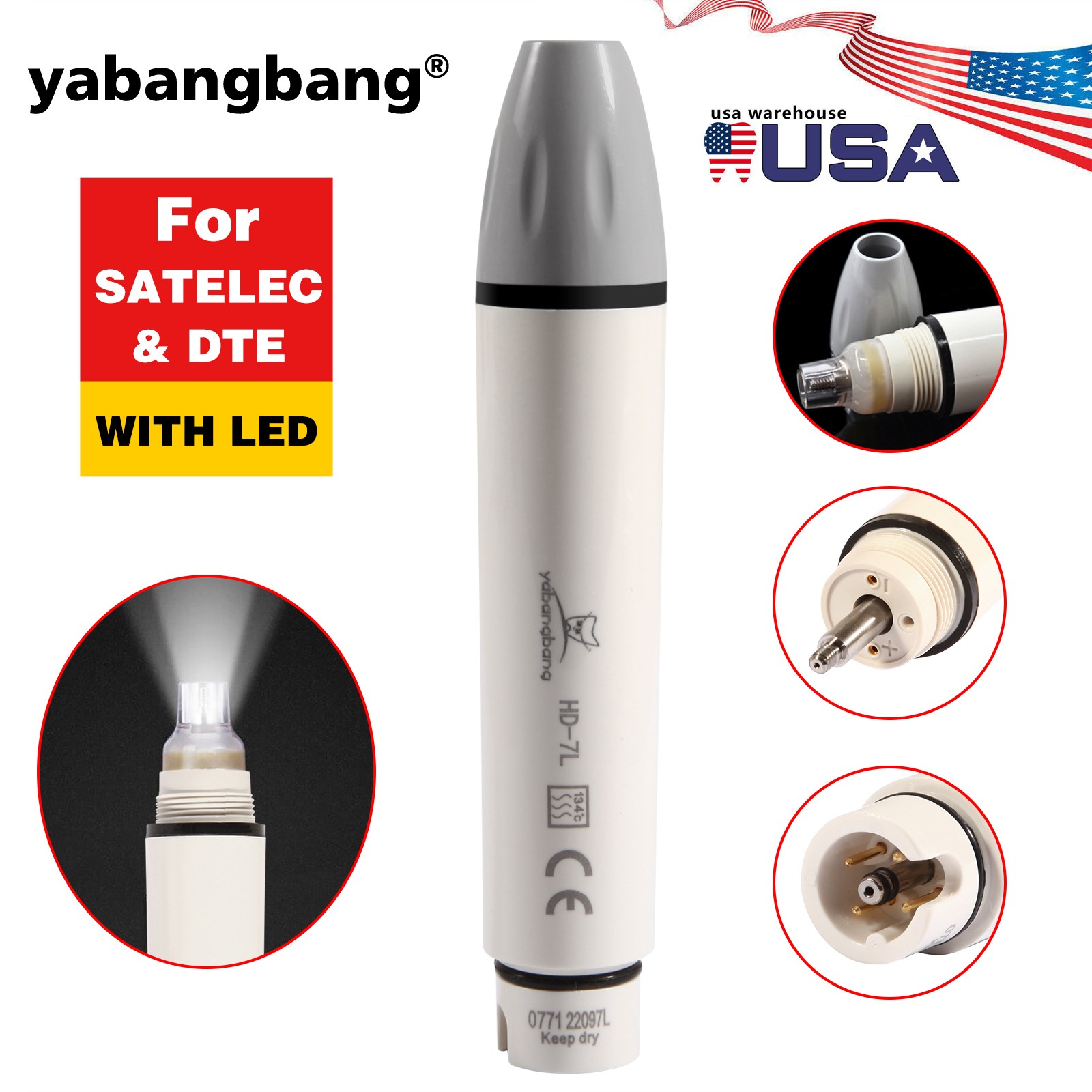 Dental Ultrasonic Detachable Scaler Handpiece LED Light Fit WOODPECKER/EMS HW-5L