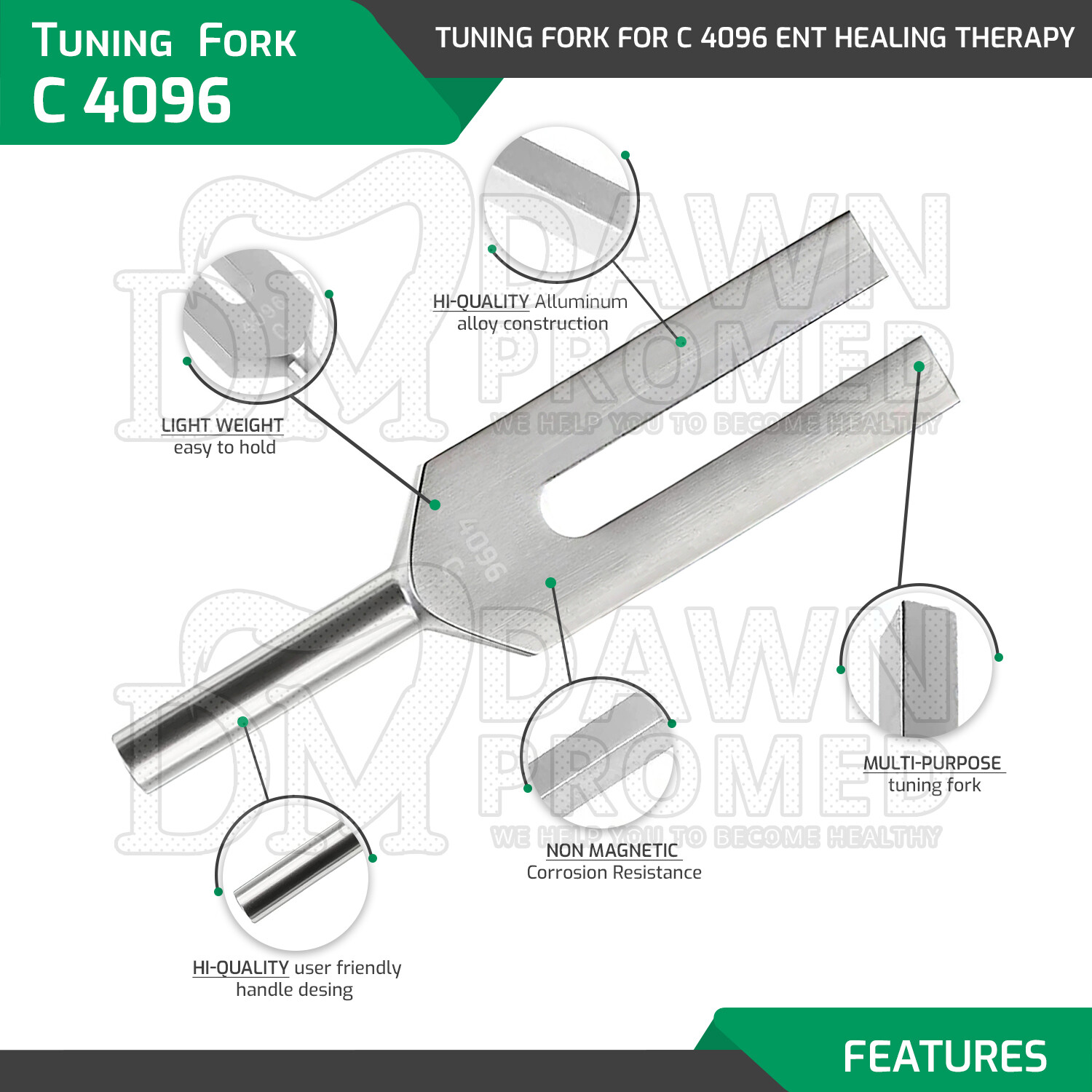 Tuning Fork For C 4096 ENT Healing Therapy Diagnostic Exam Medical Inst German G