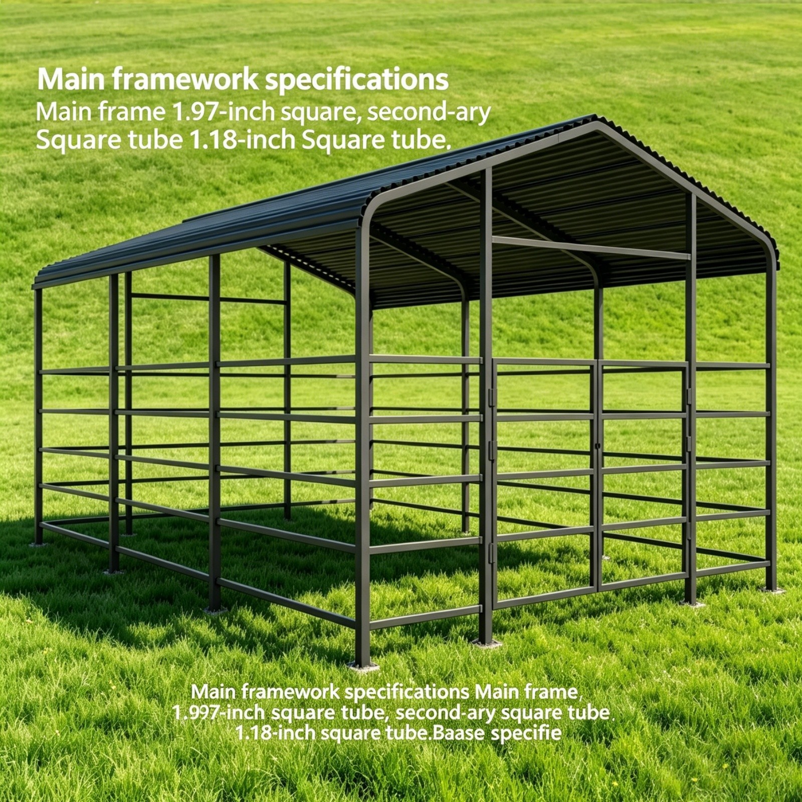 13×20 ft Heavy Duty Galvanized Steel Livestock Shelter Farm Animal Corral Shed
