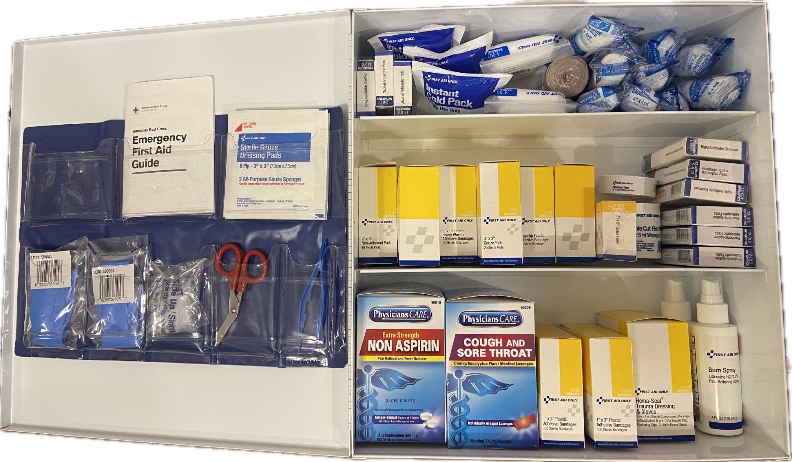 Grainger 100 Person First Aid Station 54554 Metal, Wall Mounting, EXP 2026-03-31