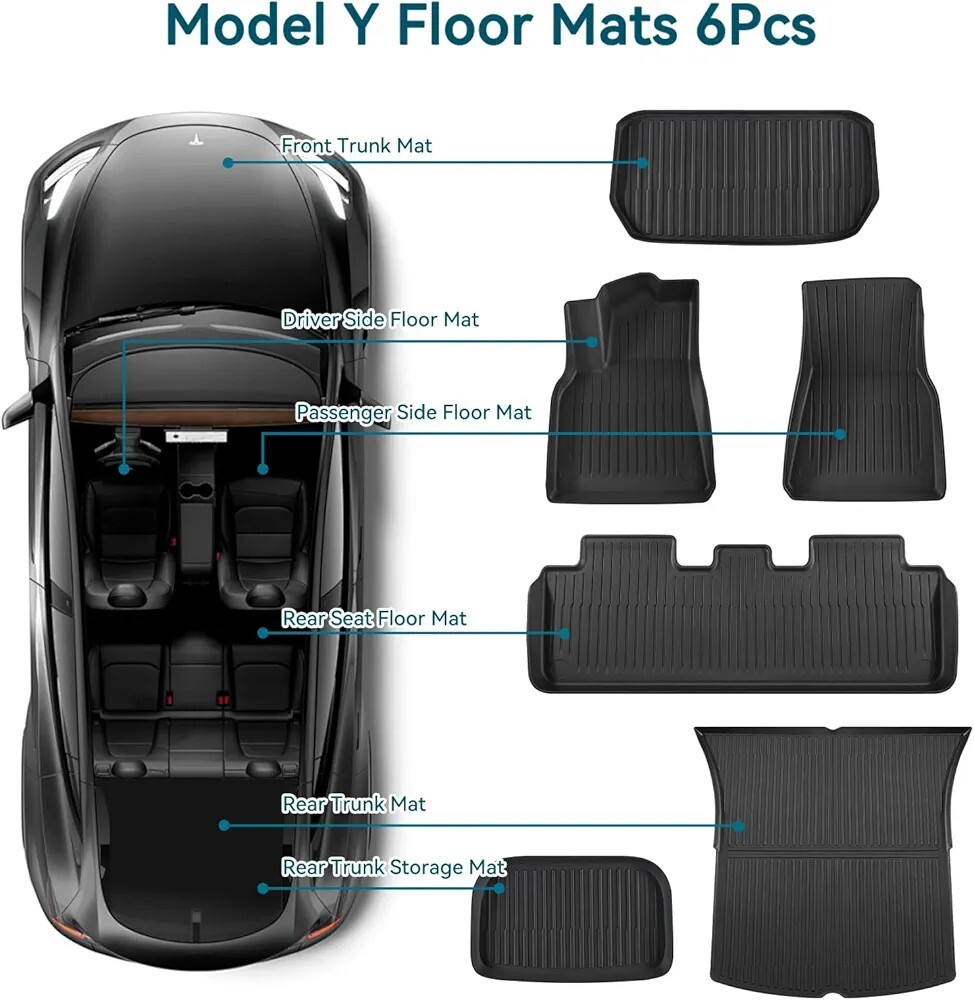 CARA TPE Solar Car Floor Mat (Model Y) 6-Piece