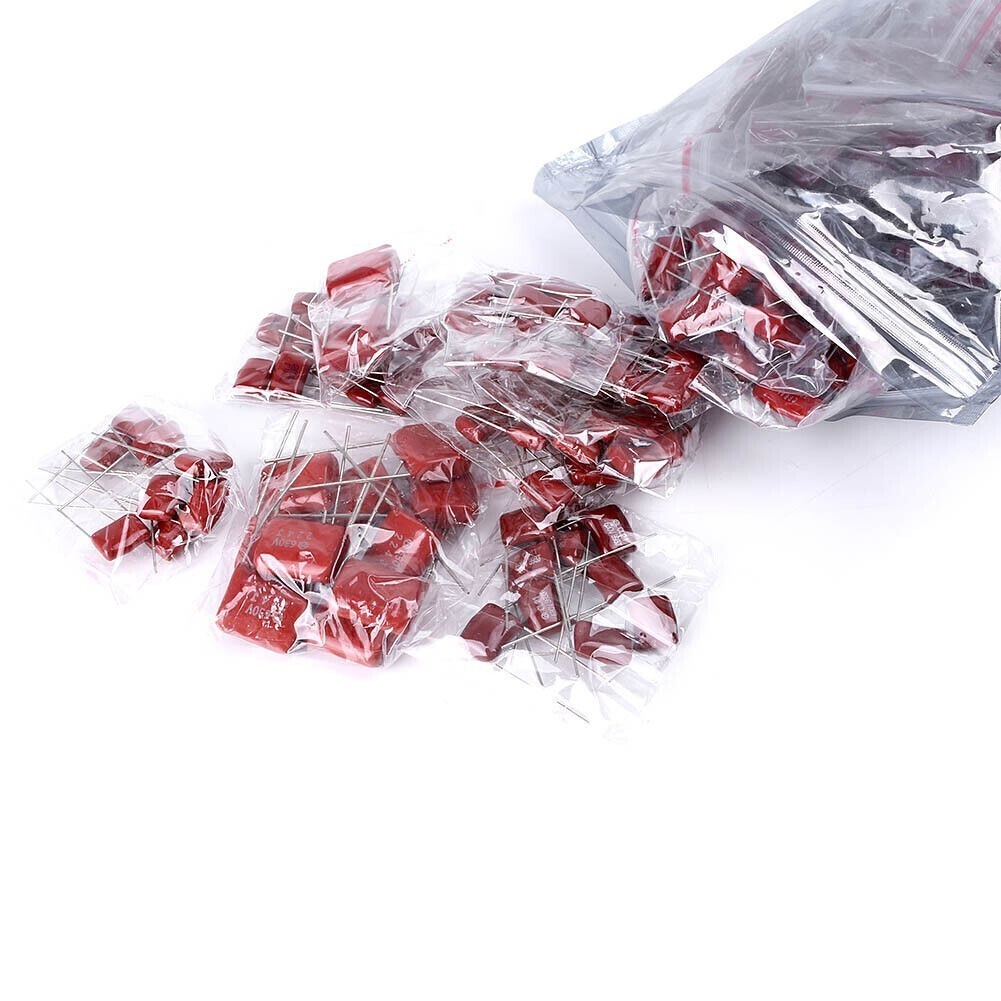 200 Pcs 630V 0.001uf~2.2uf CBB Metal Film Capacitors Assortment Kit 25 values