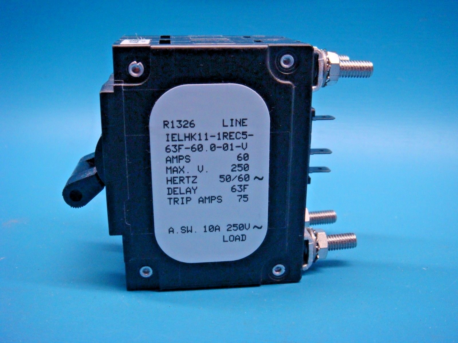 (1) SENSATA IELHK11-1REC5-63F-60.0-01-V 60A 250V 50/60Hz 2 POLE CIRCUIT BREAKER