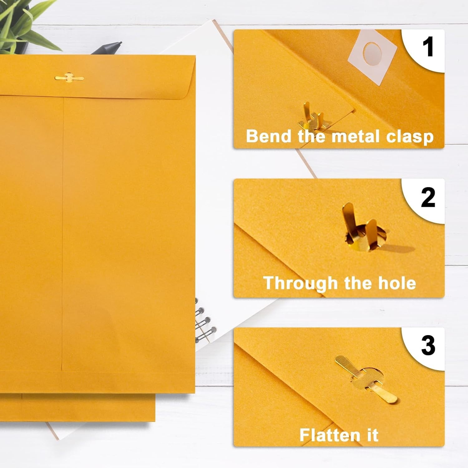 20 Pack Clasp Envelopes 9 x 12, 100 GSM Heavy Paper, Goefun Large Yellow Manilla