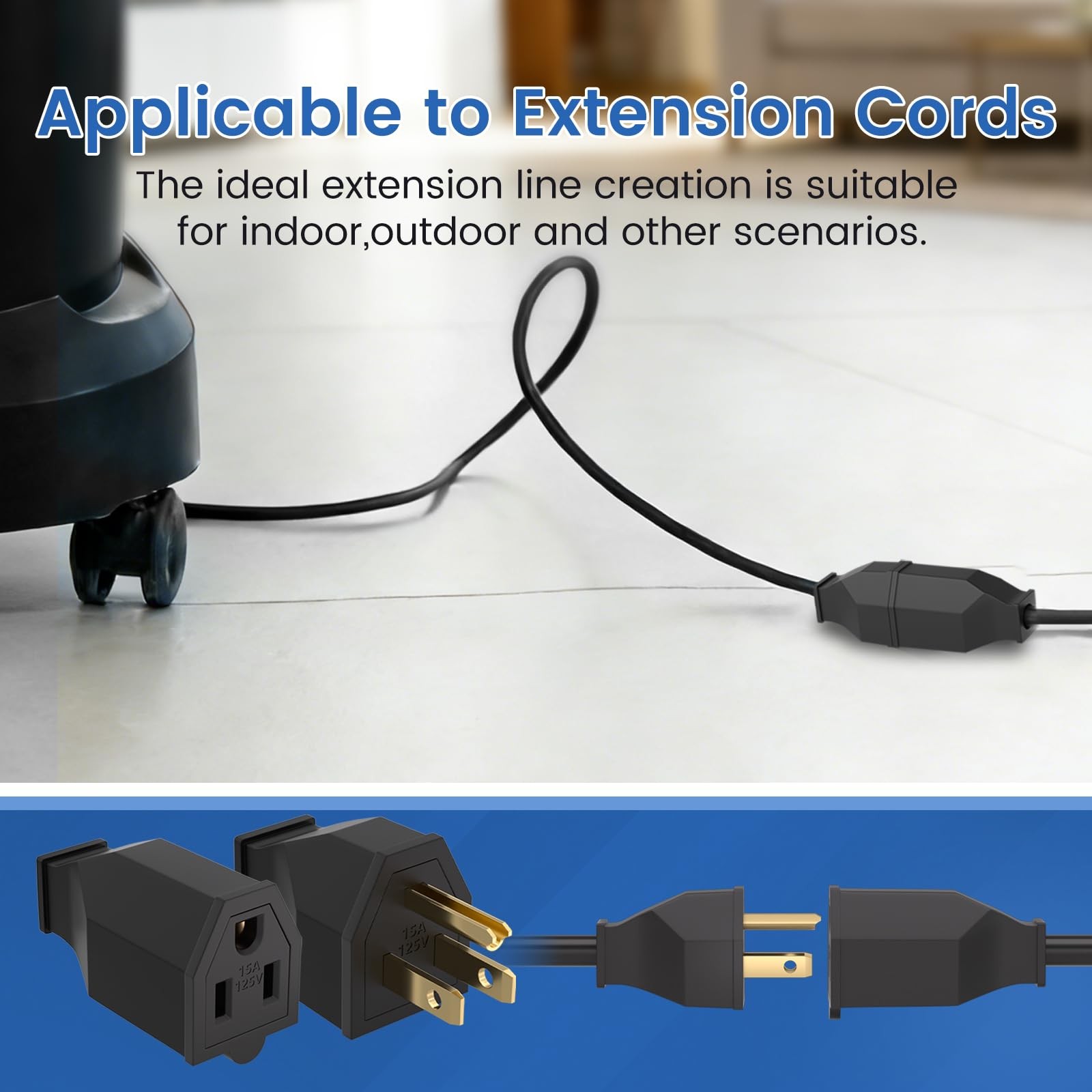 Electrical Replacement Plug & Connector Set, Extension Cord Ends Male and Female