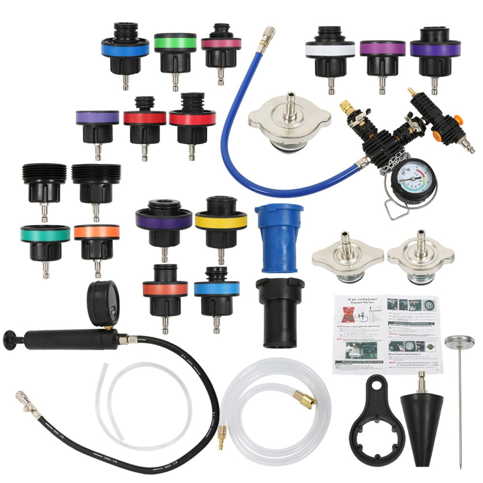 28Pcs Radiator Pressure Tester Vacuum Type System Kit