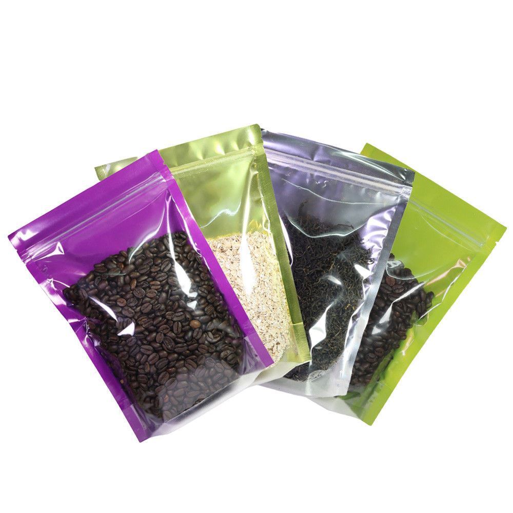 3~51.2oz Glossy Clear Front Color Inside Silver Back Foil Stand up Zip Lock Bag