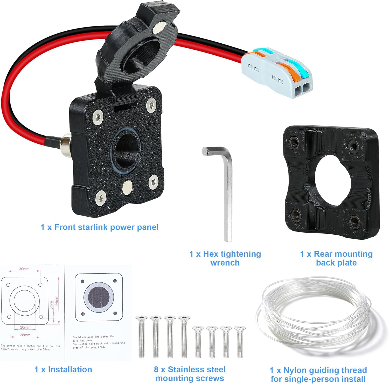 RV Waterproof Cable Pass through Panel Mount for Starlink Mini, ASA DC 5.5X2.1Mm