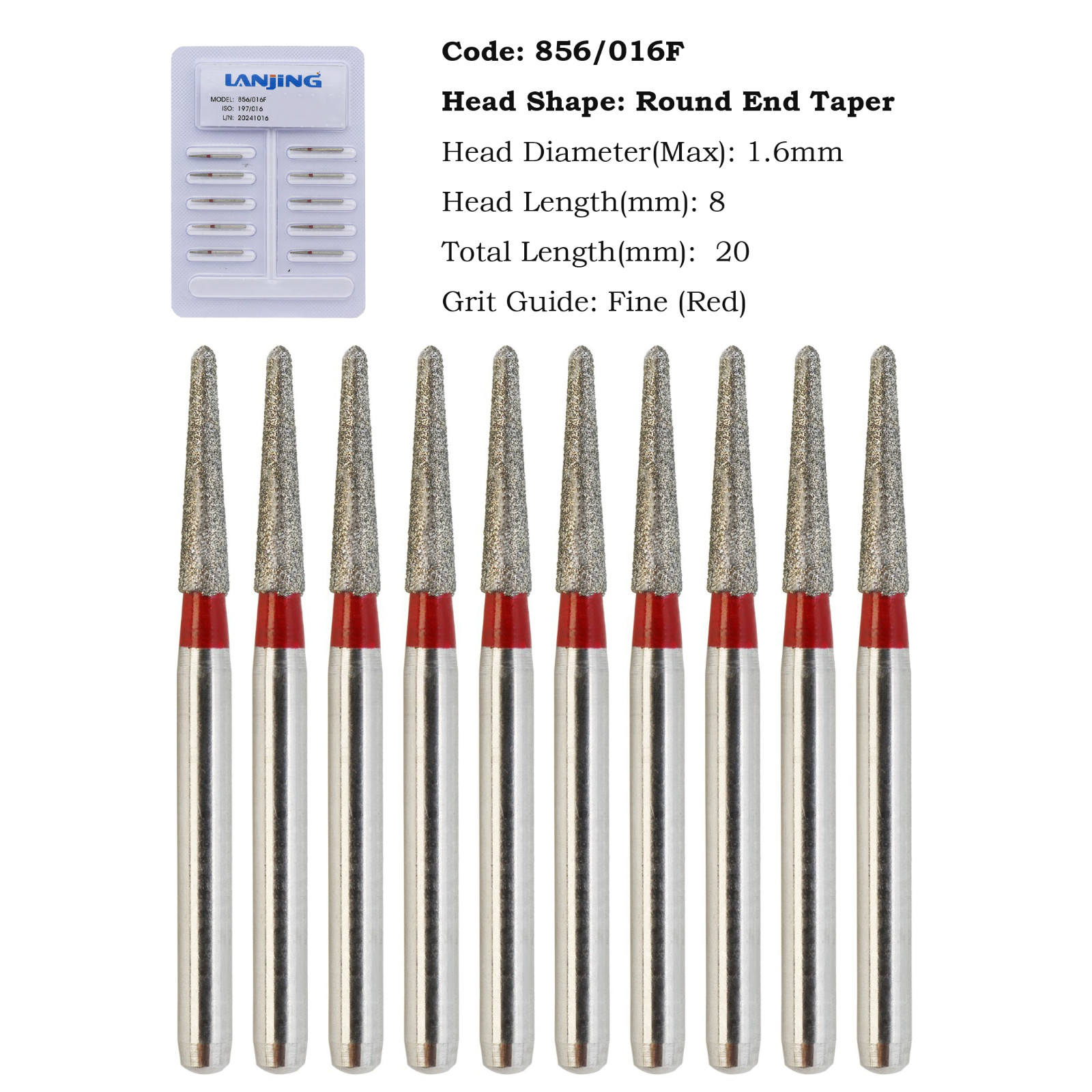 Dental Diamond Burs FG Round End Taper Bur Super Coarse Fine 856 850 High Speed