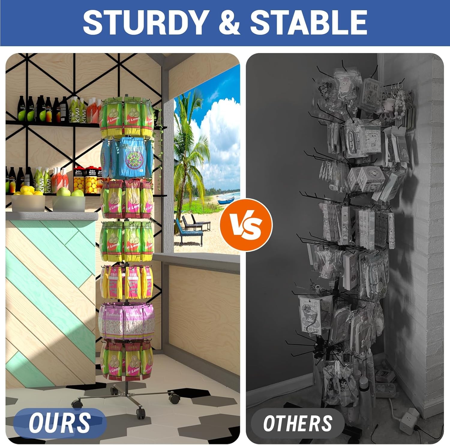 Retail Display Stand 7 Layer Alloy Steel Jewelry Display Vendors 360°Rotating