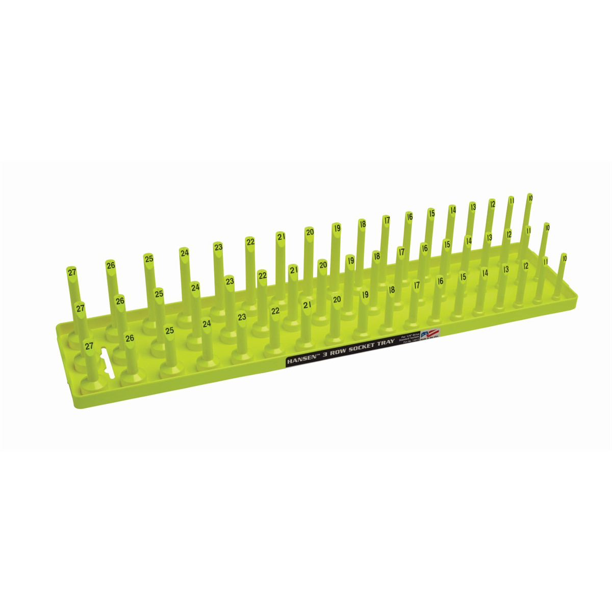 12083 Hansen Global 1/2″ Metric 3-Row Socket Tray – Hi-Viz Yellow