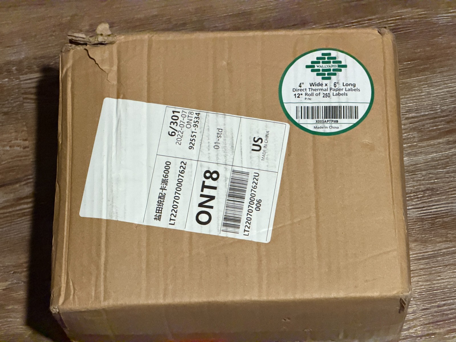 New Carton Wallyard 4″ x 6″ Thermal Labels (12 Rolls / 250 Labels / Roll)