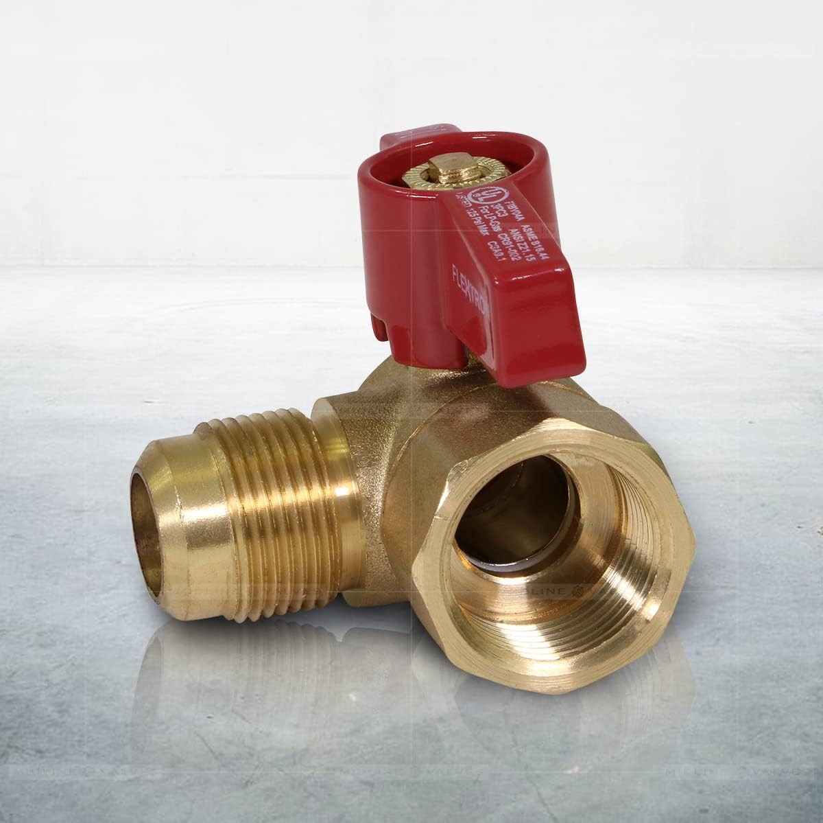 5/8 Inch Angle Gas Ball Valve, Brass, Flare x FIP Connections