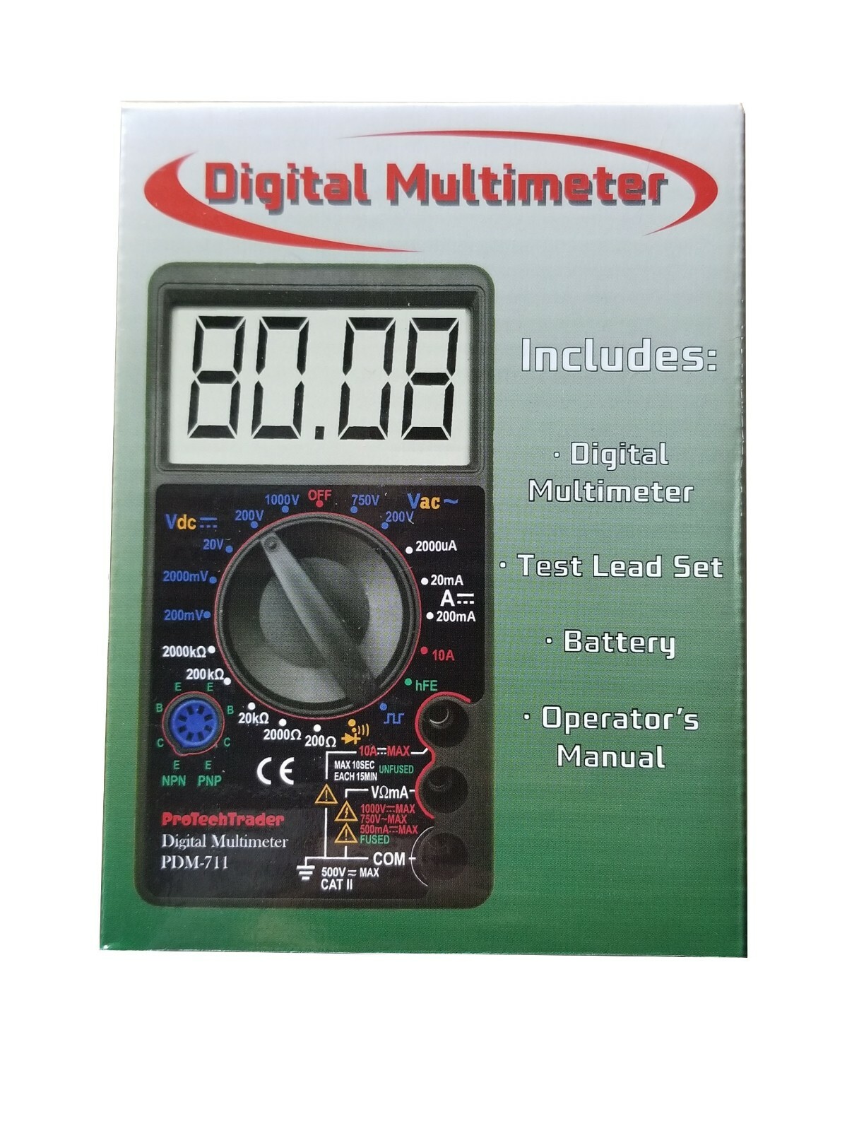 Large Screen Digital Multimeter 7 Test Functions AC DC Voltage Resistance Meter