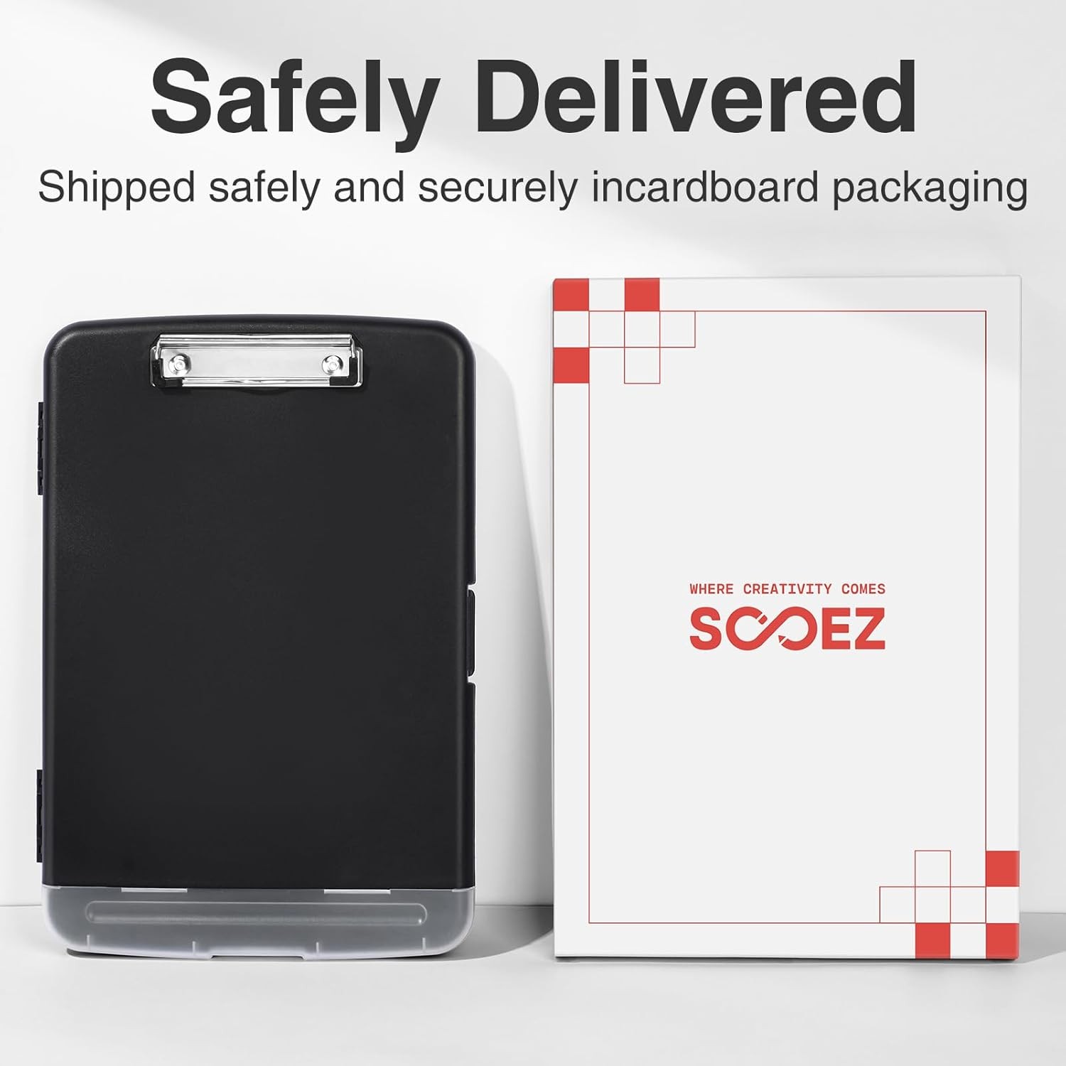 Sooez Clipboard with Storage, High Capacity 10″W x 1-1/4″D x 14-1/2″H, Black