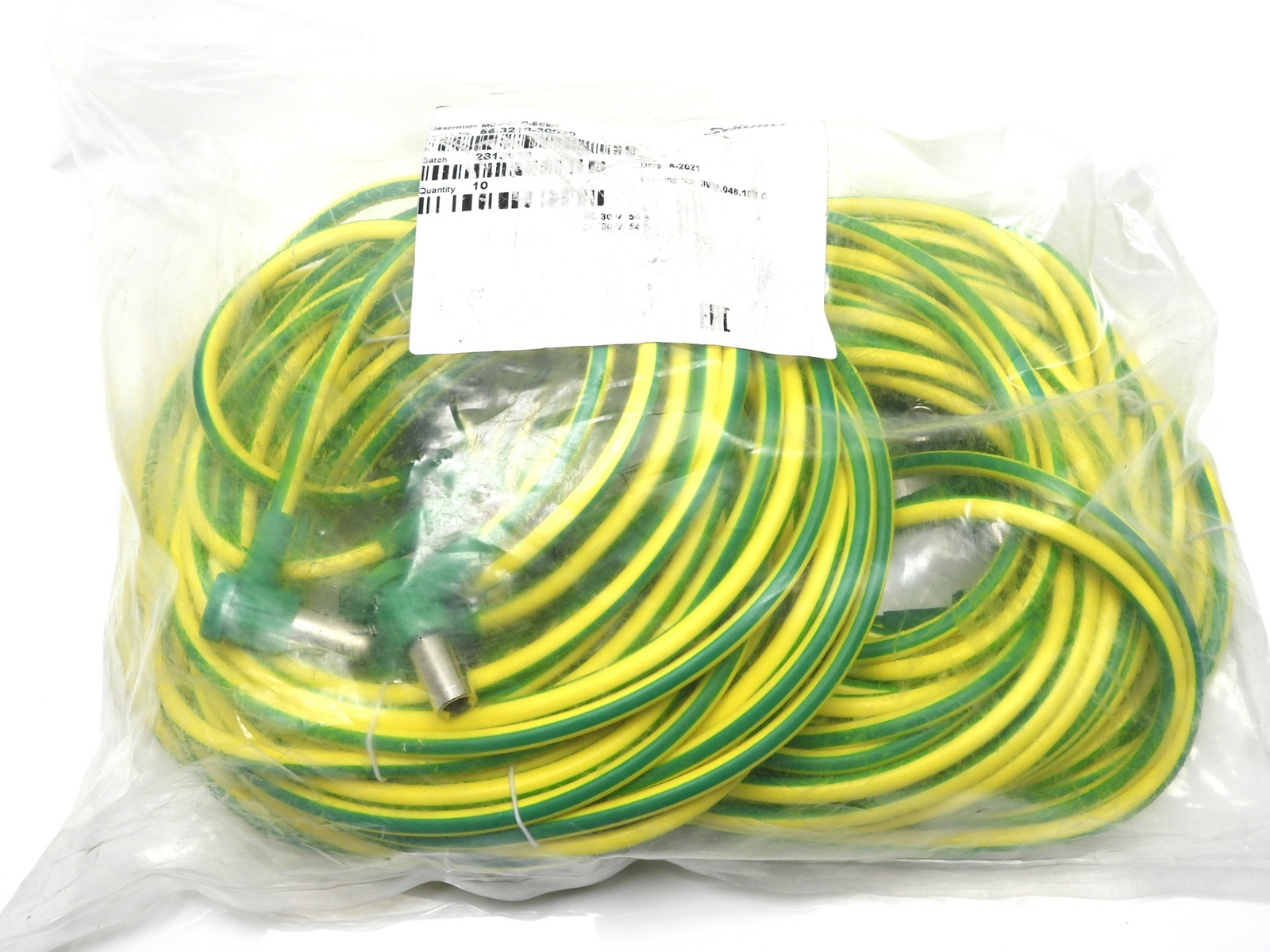 (10) Staubli 55.3210-30020 Banana Test Lead, Banana Jack, 9.8 ft, 3 m, Green, Ye