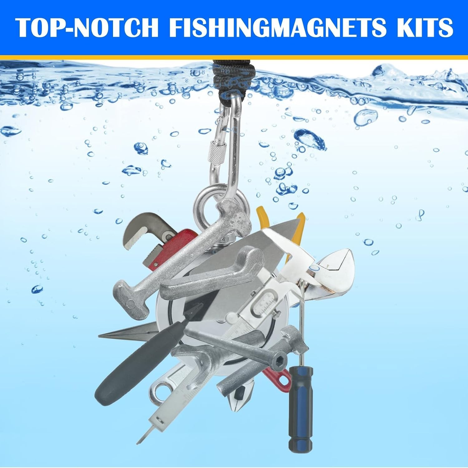 1000LBS Magnet Fishing Kit, 2.95″ Double Hole Fishing Magnet Kit with Rope