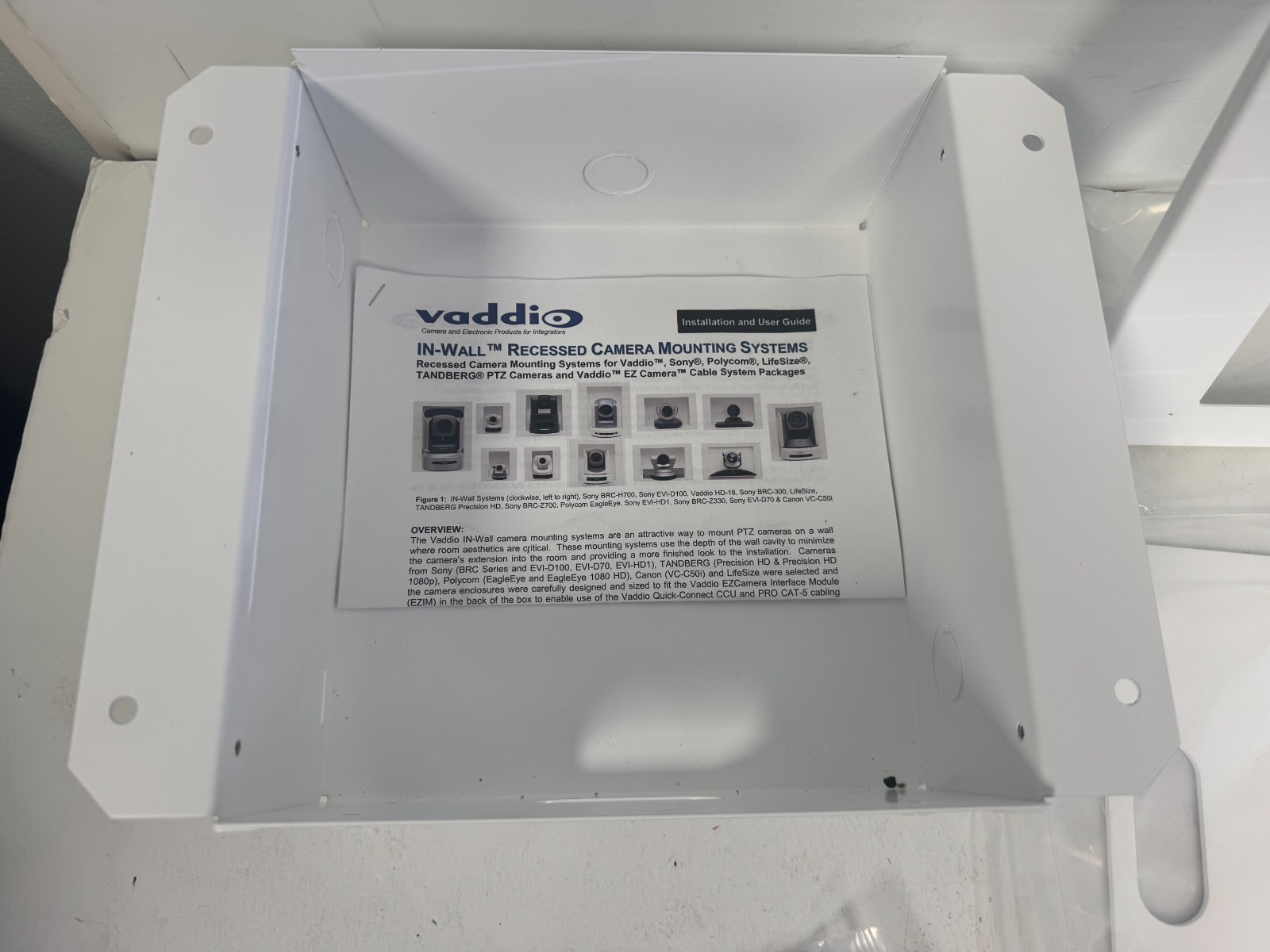 VADDIO 999-2225-018 IN WALL RECESSED ENCLOSURE FOR HD SERIES CAMERA SYS.