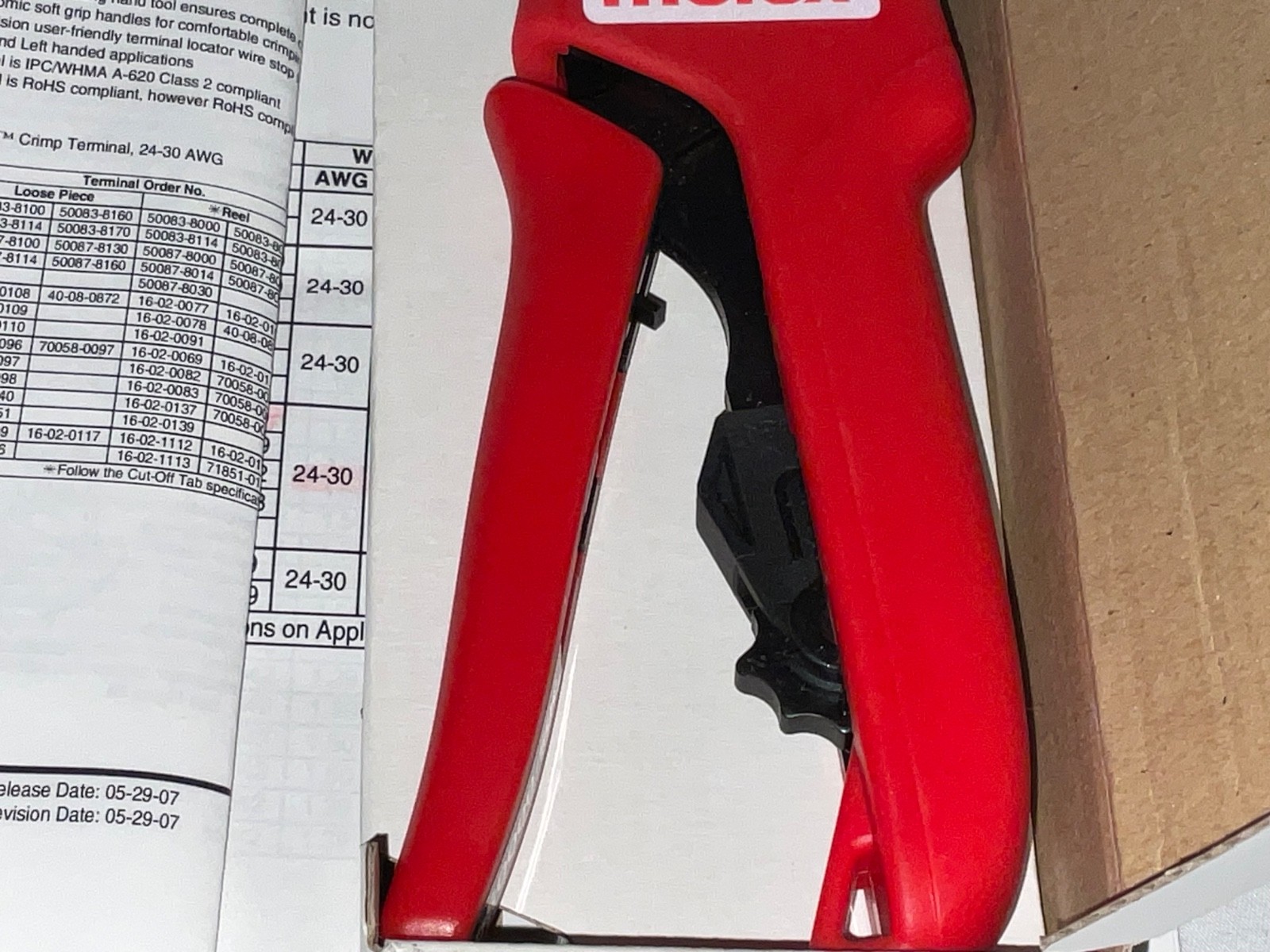 New Molex 63811-4400 Hand Crimp Tool Full Cycle Racheting Class 2 Compliant