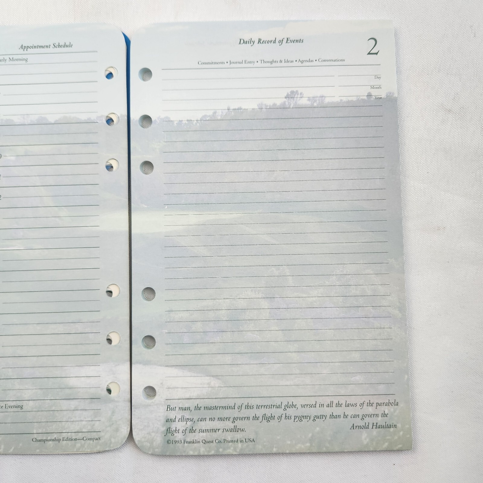 1 Undated Month Generic Calendar Franklin Covey Compact Size Pages Refill Paper