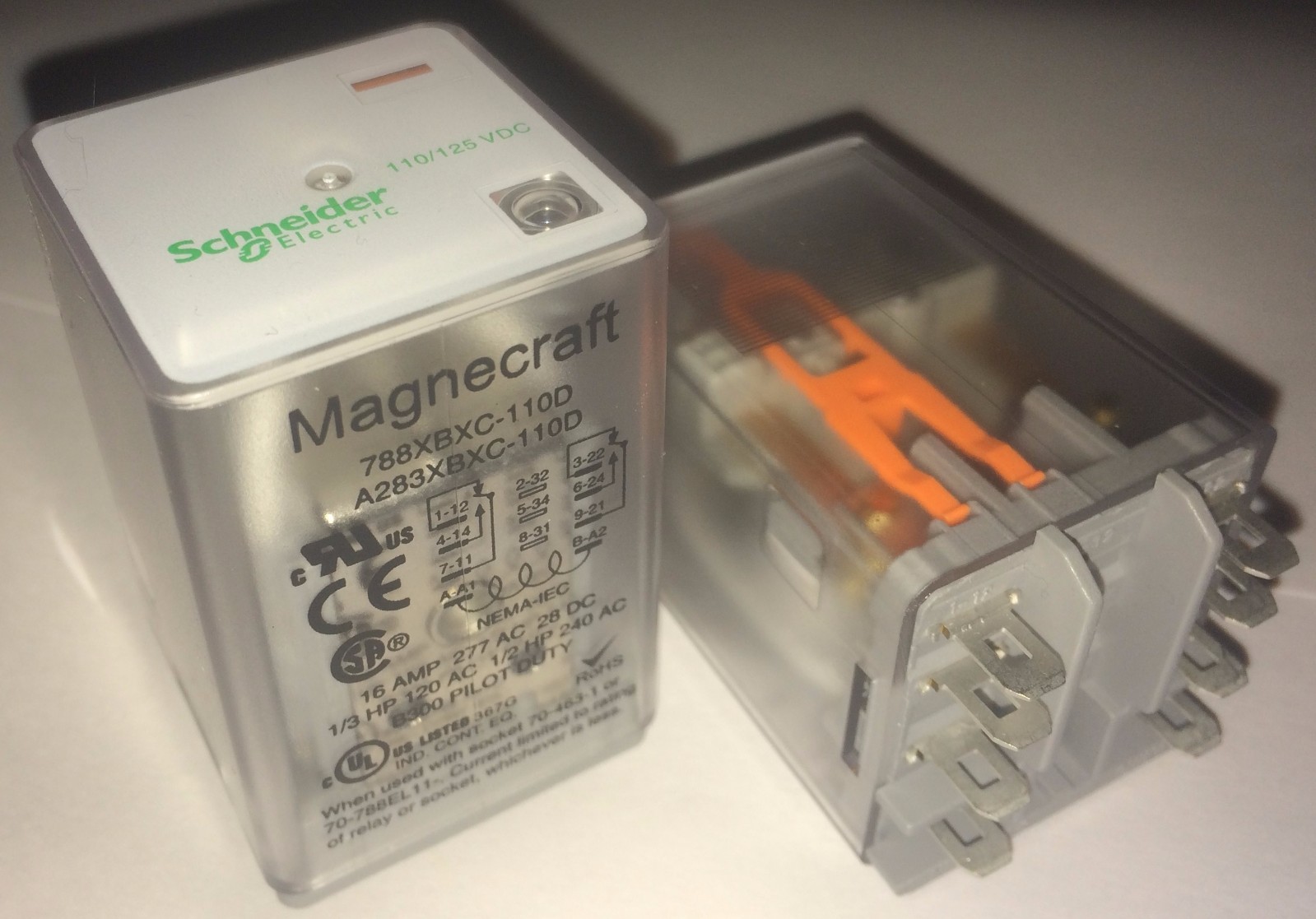Power Control Relay DPDT,110V/110VDC Coil,1/3 HP,1/2 HP, 5/10/13/15/16A/Amp,8pin