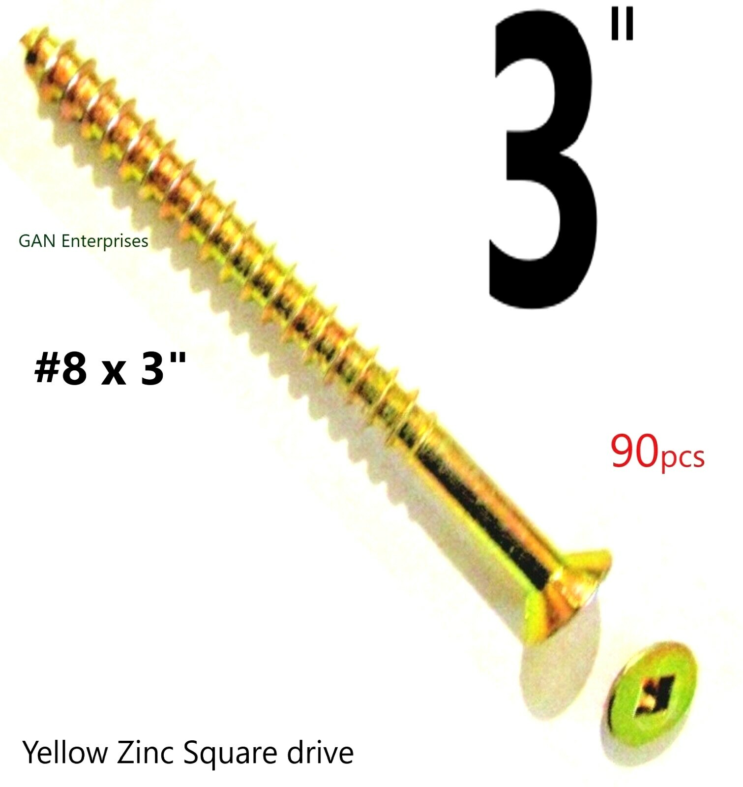 Square Bugle Head #8×3″ Coarse Thread Exterior Zinc Yellow Screw (90 pcs)
