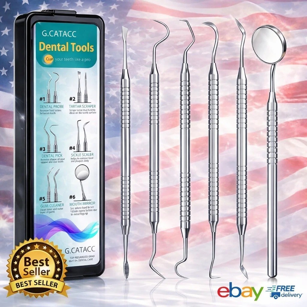Dental Tools, Dental Pick for Teeth Cleaning, Stainless Steel Hygiene Kit with T