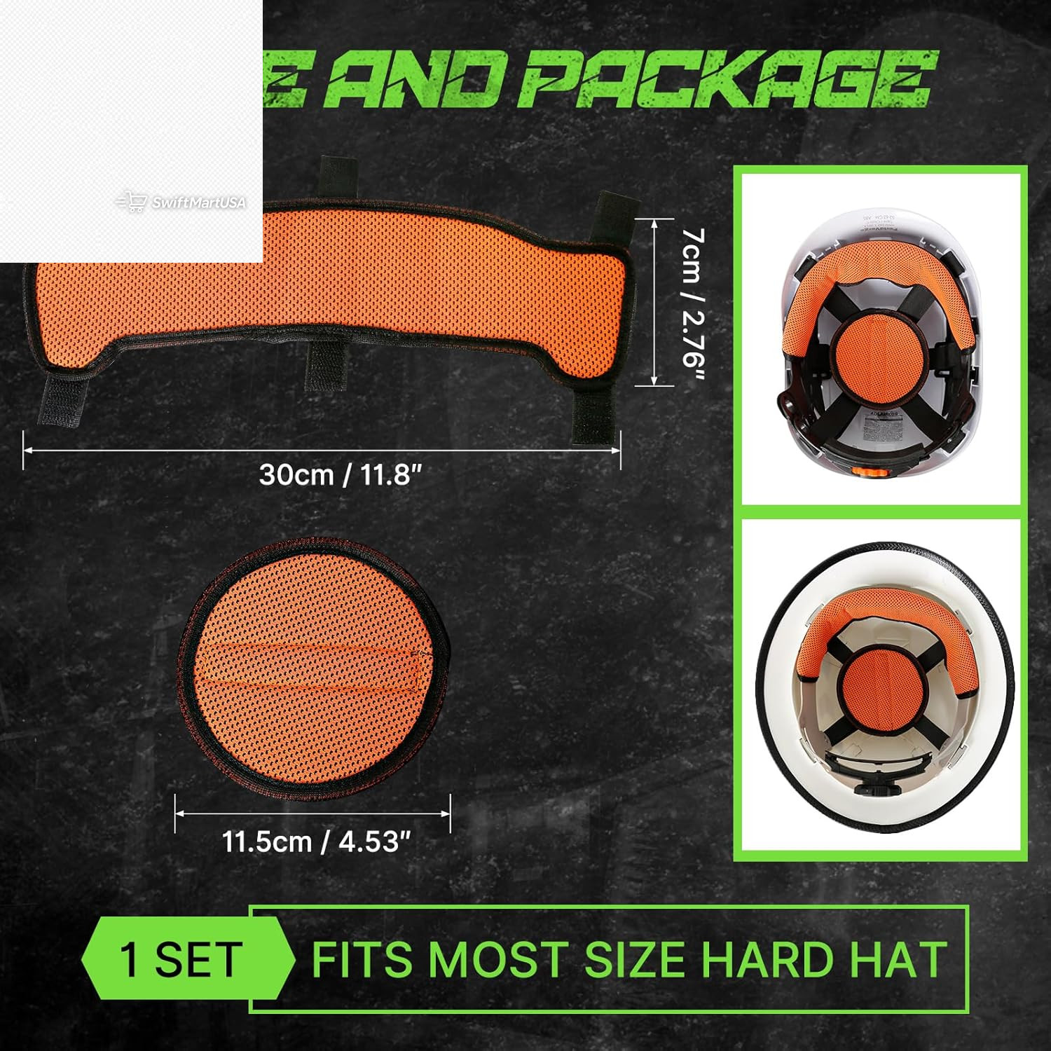 Hard Hat Sweatband and Top Pad Set Washable Helmet Liner Welding Construction