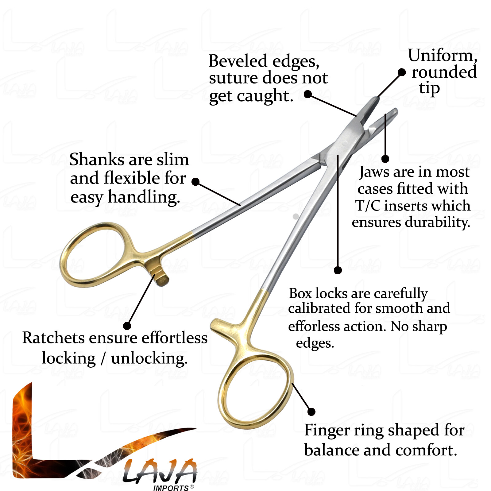 T/C Baumgartner Needle Holder Tungsten Carbide 6″ Straight Surgical Instrumen