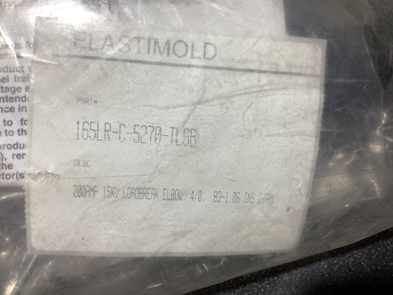 Elastimold 165LR-C5270-TLGB 15kV 200 Amp, Loadbreak Elbow Connector w/ 4/0 Lug