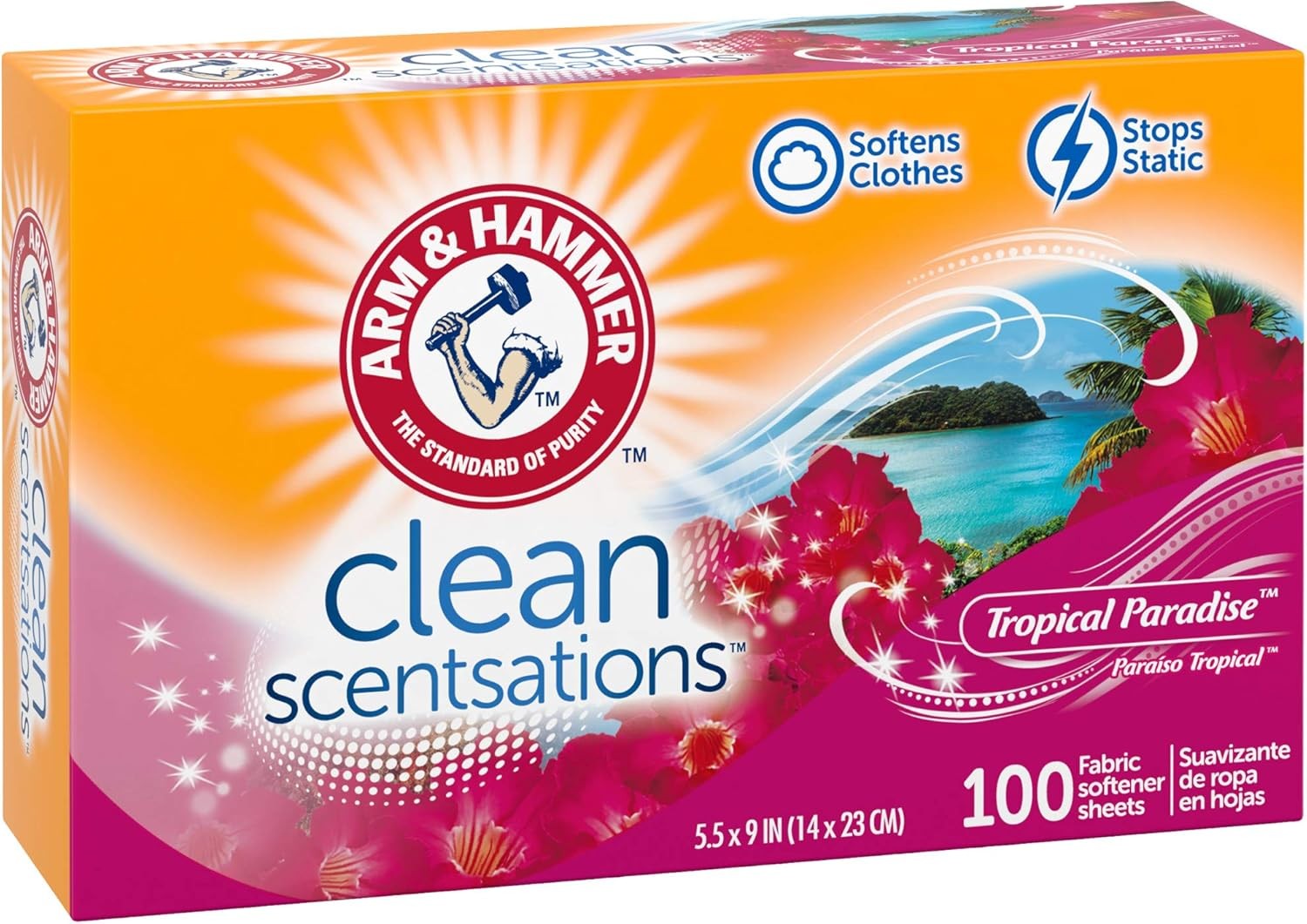 ARM & HAMMER Fabric Softener Sheets, Tropical Paradise, 1 Count (Pack of 100)