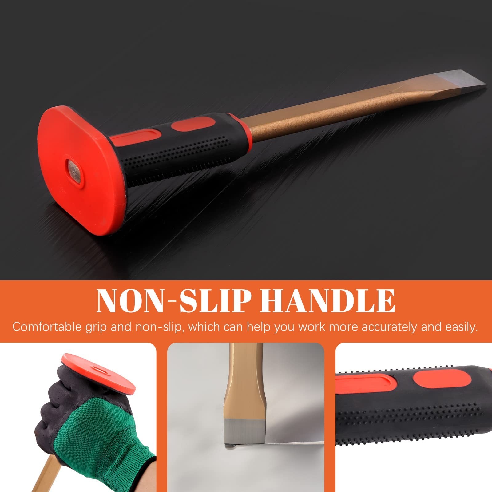 Tanstic 6Pcs Geology Rock Hammer and Chisel Kit, 30oz Hammer & 12″ Digging Ch…