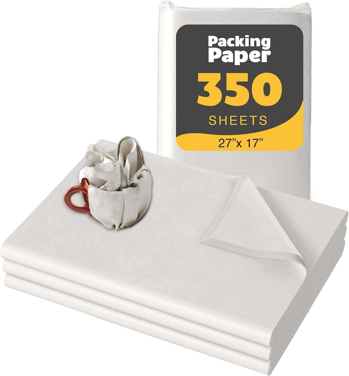 Moving Packing Paper Bundle – 350 Acid-Free Sheets, 27″ x 17″ for Fragile Items