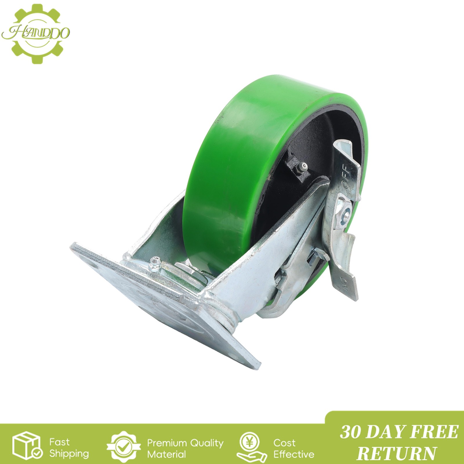 6″ Heavy Duty Industrial Casters,2 Swivel Top Lock Brake + 2 Tilt Green Casters