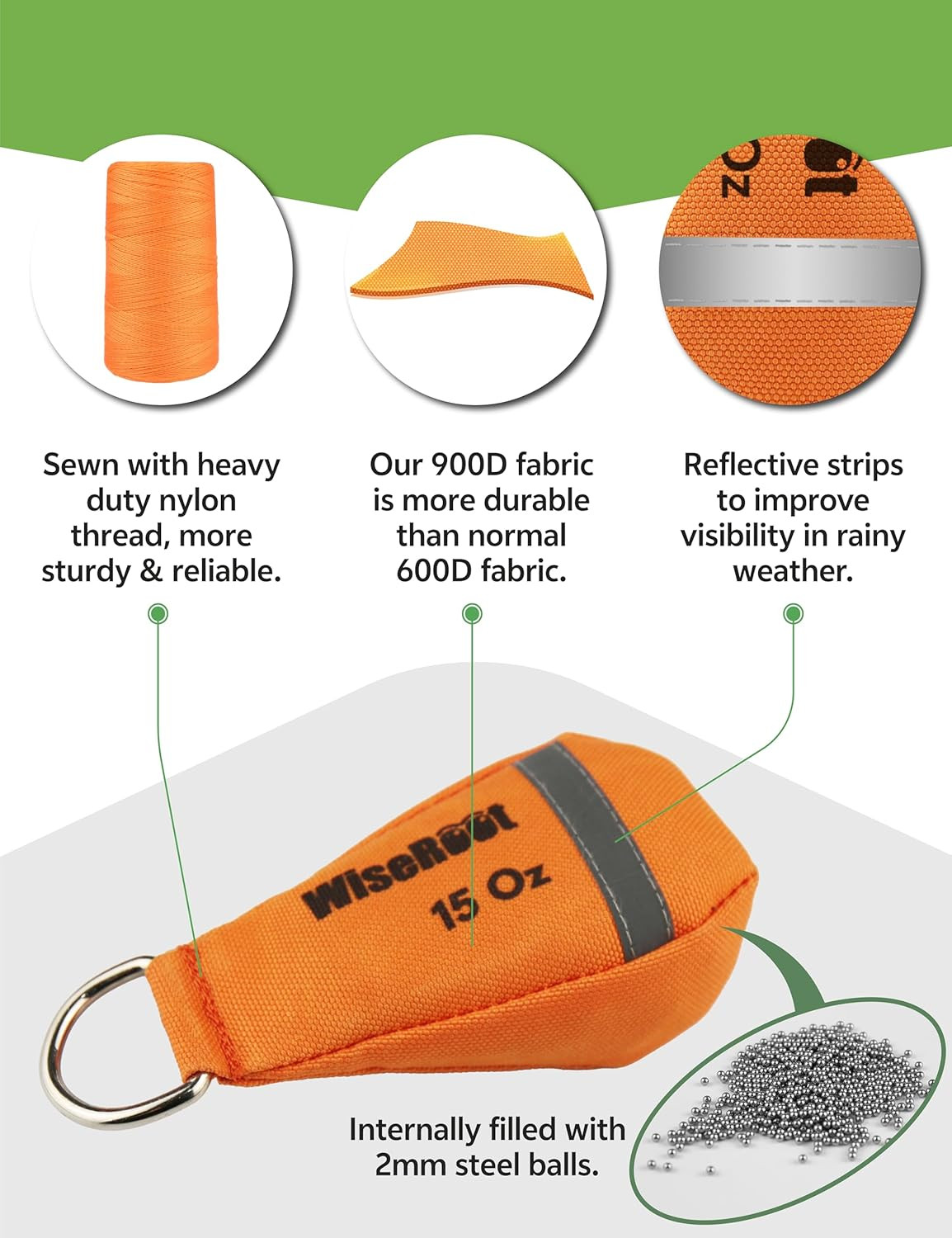 Arborist Throw Line Kit: Ultra Slick Throw Rope & 11/15Oz 900D Throw Weight with