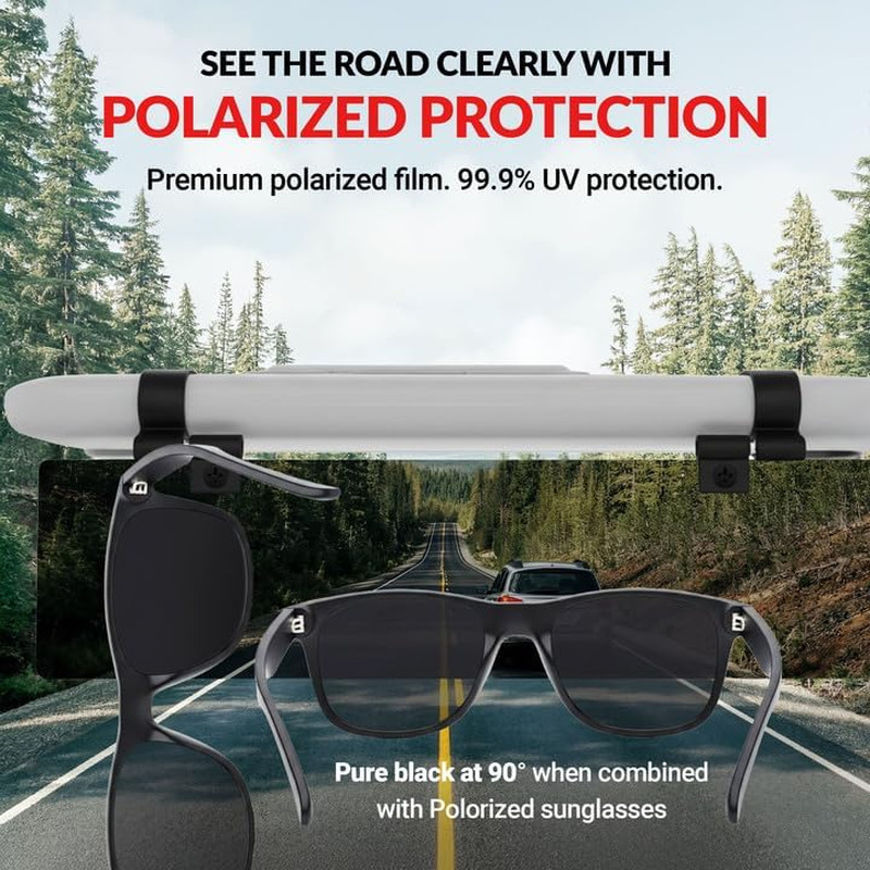 Glare Guard Professional-Grade Polarized Sun Visor Extender – Anti-Glare Sun Gla