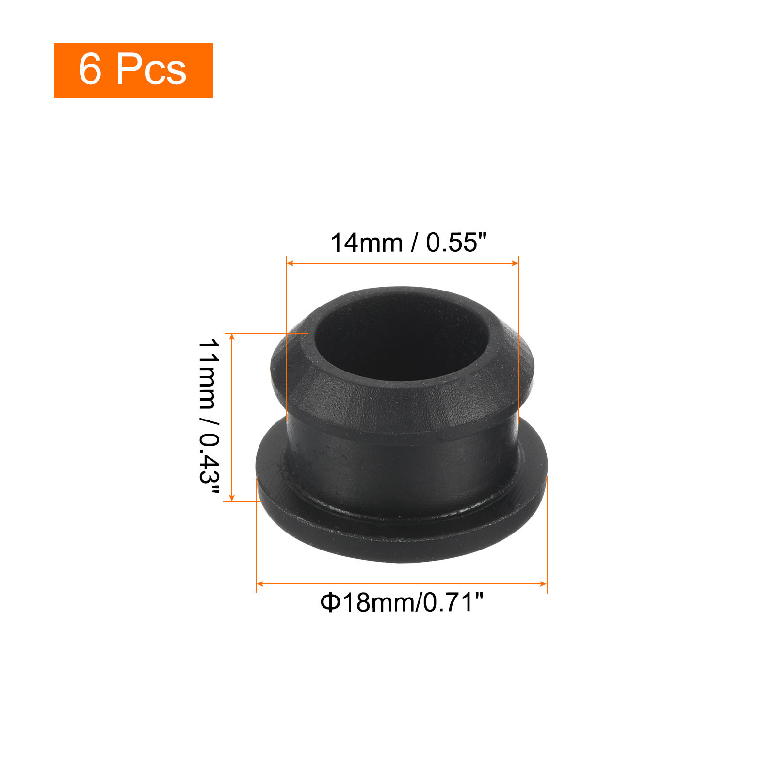 6Pcs Silicone Snap in Locking Hole Plugs Seal Cover Panel Round 14mm Black